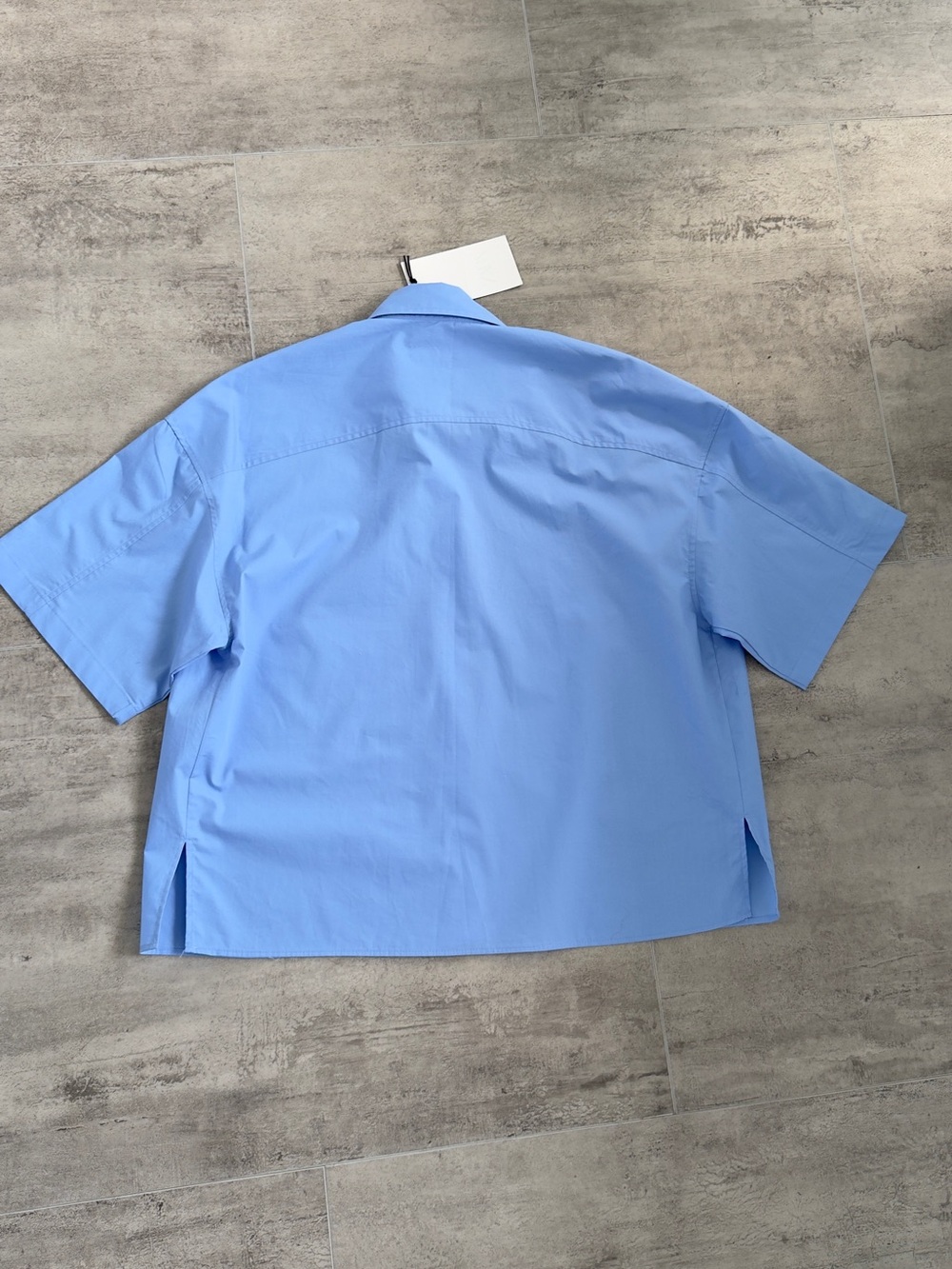 ZARA Women’s Oversized 100% Cotton Short Sleeve Shirt Blue Size S NWT - Picture 5 of 13